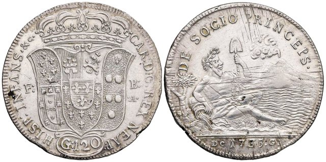 Piastra con Sebeto 1735 (Napoli)