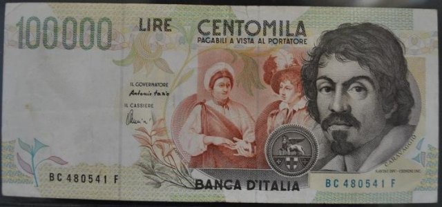 100.000 lire Caravaggio 1997