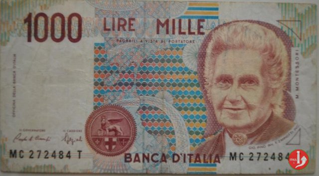 1.000 lire Maria Montessori 1993