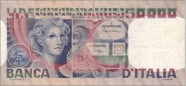 50.000 lire Volto di donna 1980