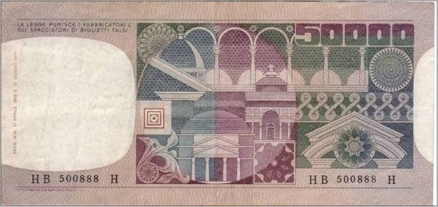 50.000 lire Volto di donna 1980