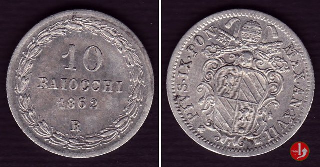 10 baiocchi (Giulio o Paolo) 1862 (Roma)