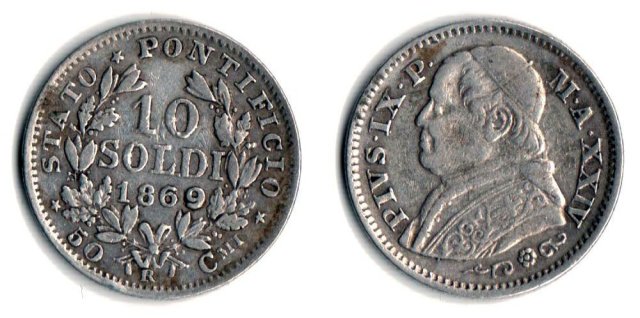 10 soldi - 50 centesimi 1869 (Roma)