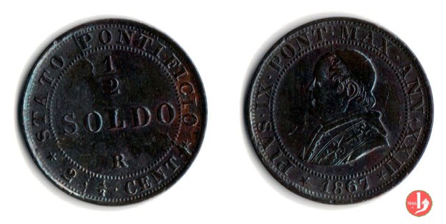 1/2 soldo o 2,5 centesimi 1867 (Roma)