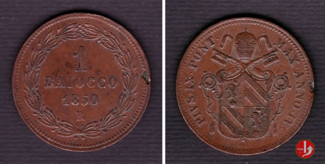 1 baiocco secondo periodo 1850 (Roma)