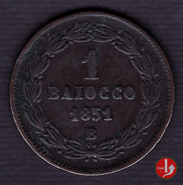 1 baiocco secondo periodo 1851 (Bologna)