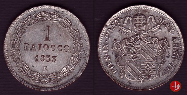 1 baiocco secondo periodo 1853 (Roma)