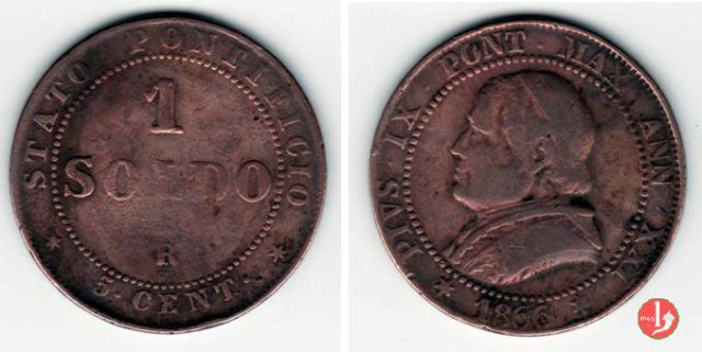 1 soldo o 5 centesimi 1866 (Roma)