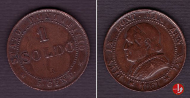 1 soldo o 5 centesimi 1867 (Roma)