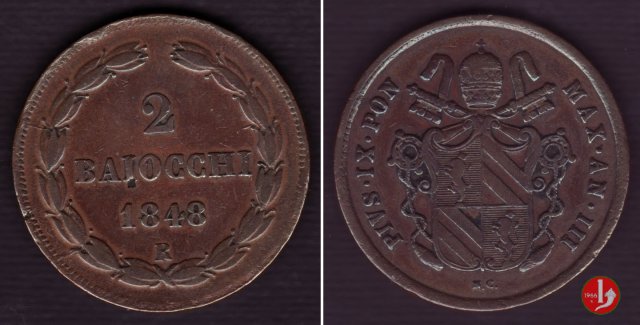 2 baiocchi 1° tipo 1848 (Roma)