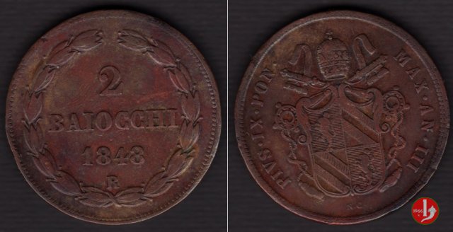 2 baiocchi 1° tipo 1848 (Roma)