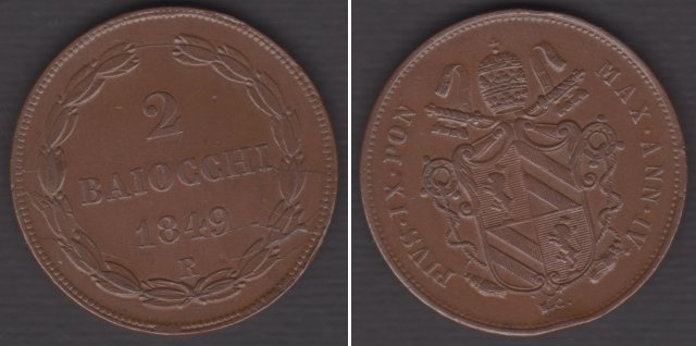 2 baiocchi 1° tipo 1849 (Roma)
