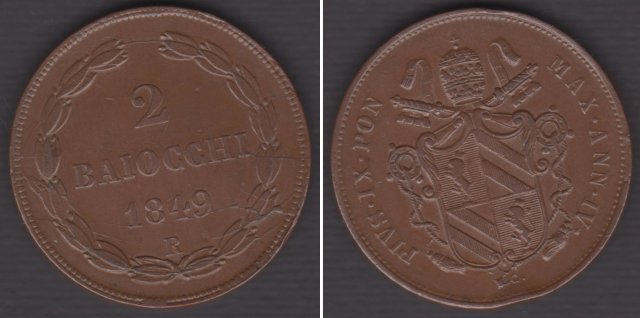 2 baiocchi 1° tipo 1849 (Roma)