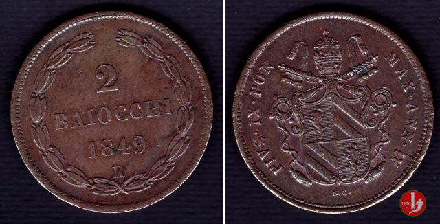 2 baiocchi 1° tipo 1849 (Roma)