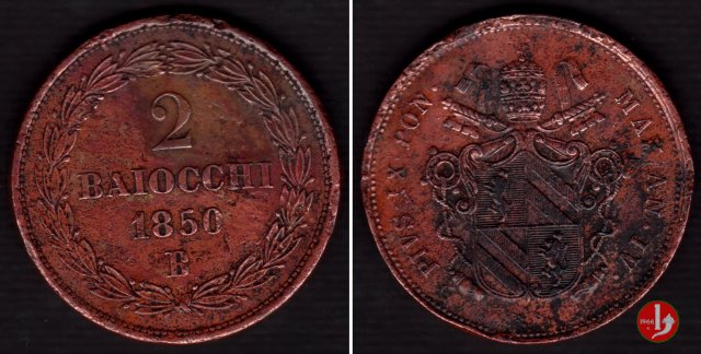 2 baiocchi 2° tipo 1850 (Bologna)