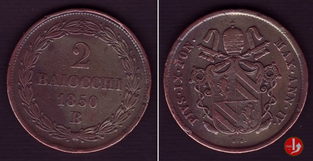 2 baiocchi 2° tipo 1850 (Bologna)