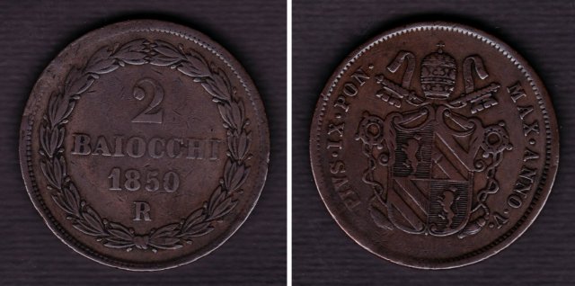 2 baiocchi 2° tipo 1850 (Roma)