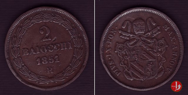 2 baiocchi 2° tipo 1851 (Roma)