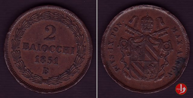 2 baiocchi 2° tipo 1851 (Bologna)