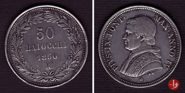 50 baiocchi (1/2 Scudo) 1850 (Roma)