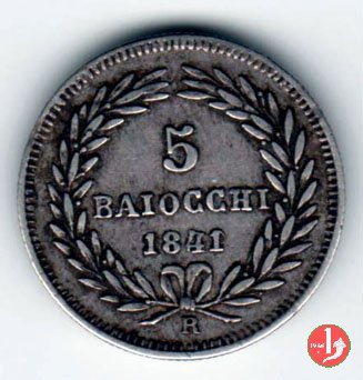 5 Baiocchi (Grosso o Mezzo Paolo) 1841 (Roma)