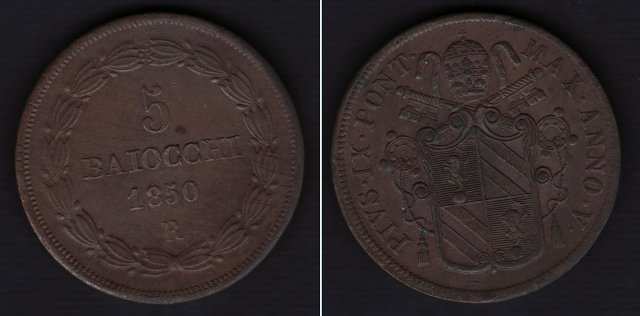5 baiocchi 2° tipo 1850 (Roma)