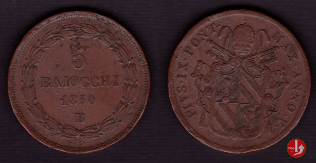 5 baiocchi 2° tipo 1850 (Bologna)