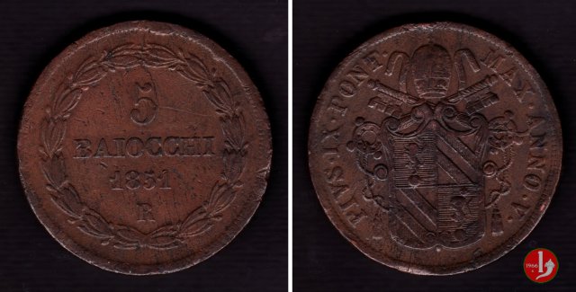 5 baiocchi 2° tipo 1851 (Roma)