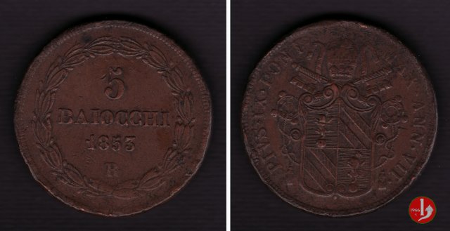 5 baiocchi 2° tipo 1853 (Roma)