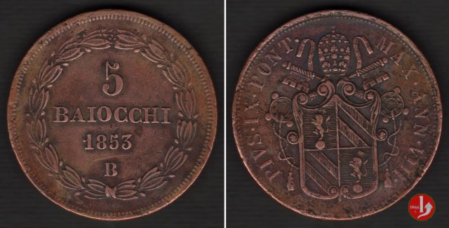 5 baiocchi 2° tipo 1853 (Bologna)