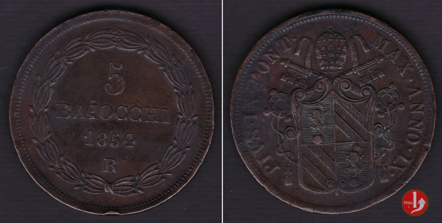 5 baiocchi 2° tipo 1854 (Roma)