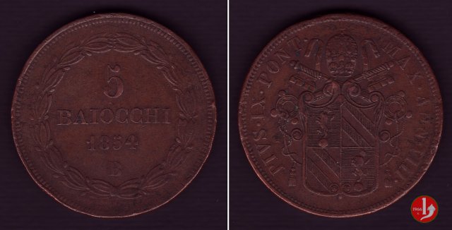 5 baiocchi 2° tipo 1854 (Bologna)