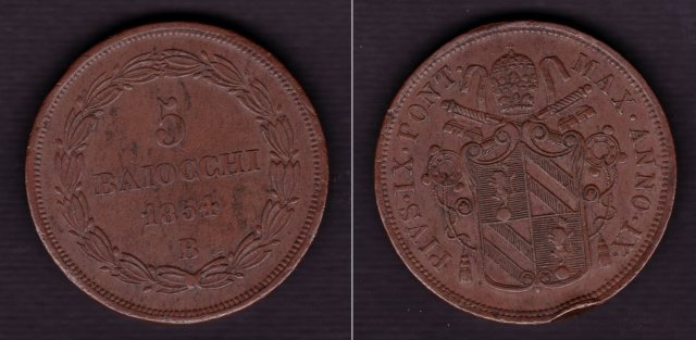 5 baiocchi 2° tipo 1854 (Bologna)