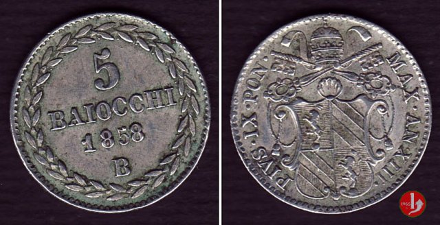 5 baiocchi (Grosso) 1858 (Bologna)