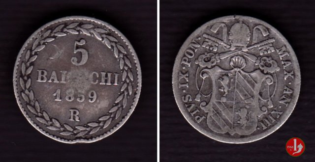 5 baiocchi (Grosso) 1859 (Roma)