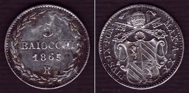 5 baiocchi (Grosso) 1865 (Roma)