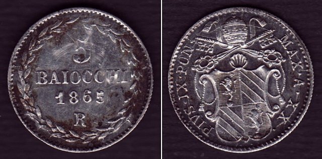 5 baiocchi (Grosso) 1865 (Roma)