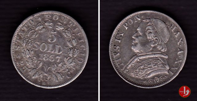 5 soldi o 25 centesimi 1867 (Roma)