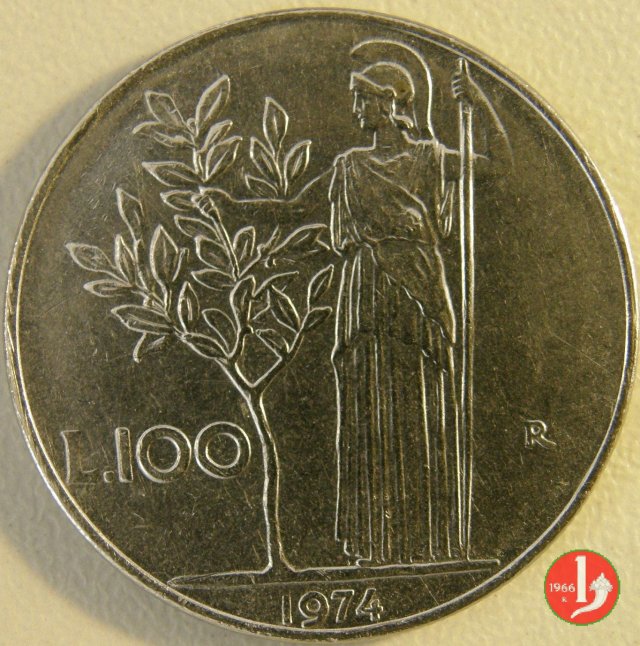 100 lire Minerva 1974 (Roma)