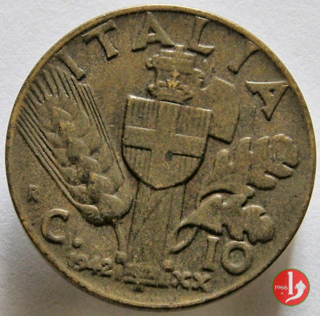 10 centesimi impero bronzital 1942 (Roma)