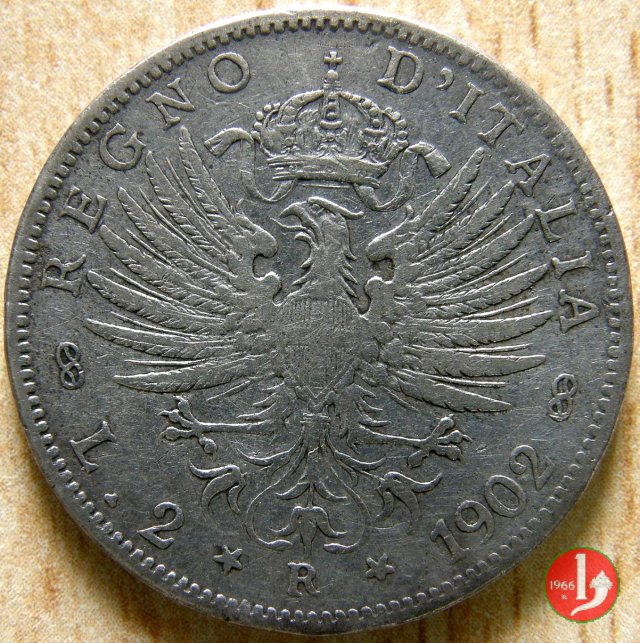 2 lire aquila sabauda 1902 (Roma)