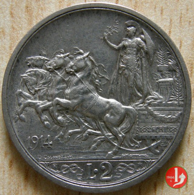 2 lire quadriga briosa 1914 (Roma)