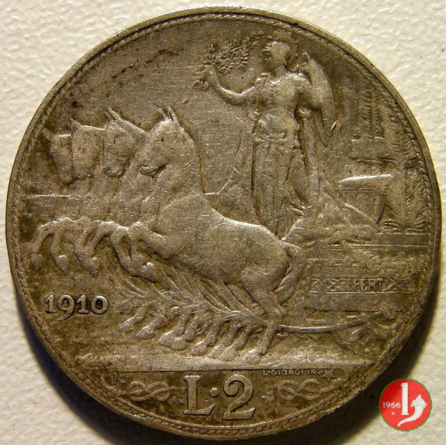 2 lire quadriga veloce 1910 (Roma)