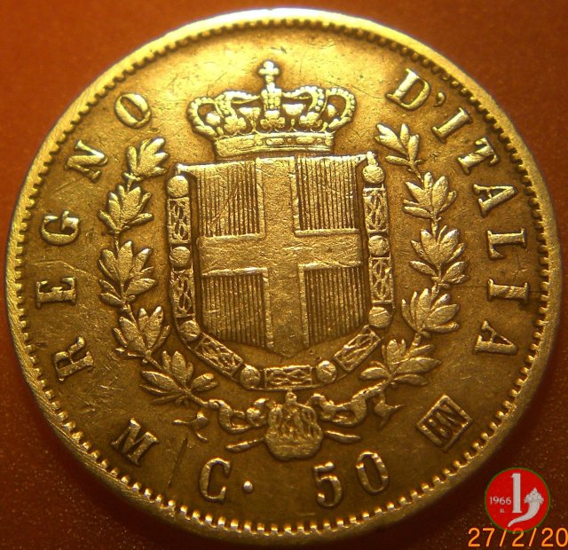 50 centesimi stemma 1863 (Milano)