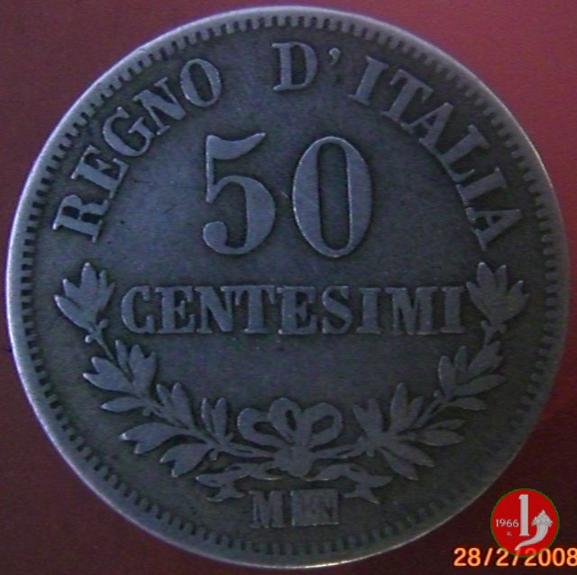 50 centesimi valore 1866 (Milano)