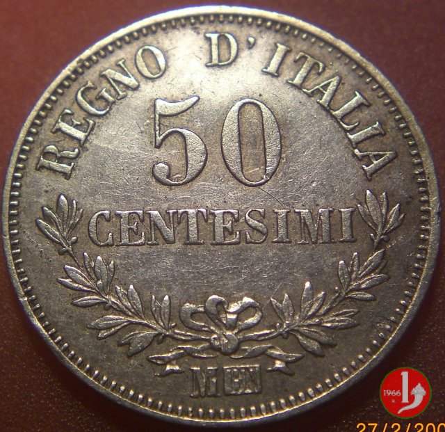 50 centesimi valore 1867 (Milano)