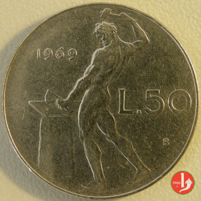 50 lire Vulcano 1969 (Roma)