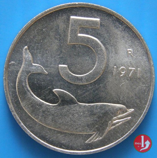 5 lire delfino 1971 (Roma)