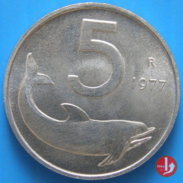 5 lire delfino 1977 (Roma)