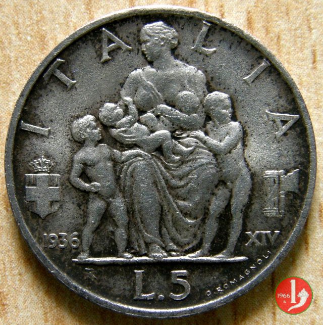 5 lire famiglia 1936 (Roma)